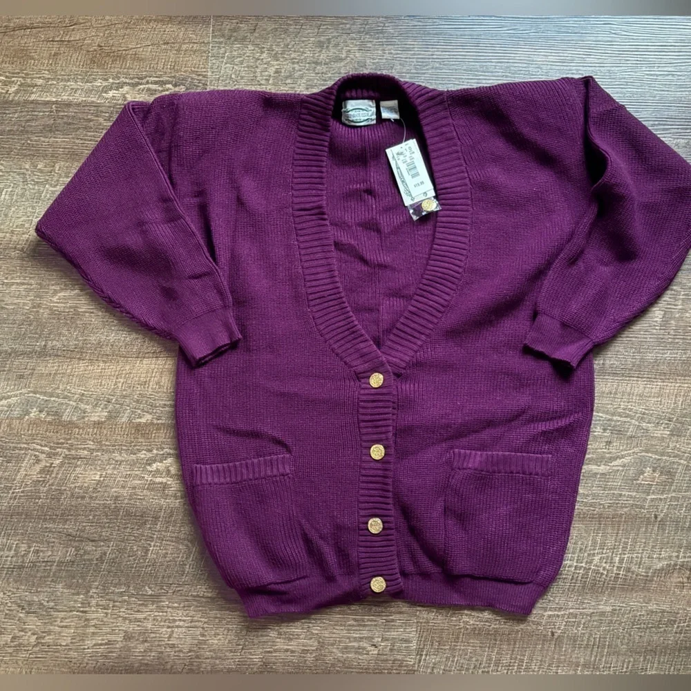 SEPARATE ISSUE cardigan sweater90s deadstock gold tone buttons shoulder pads L